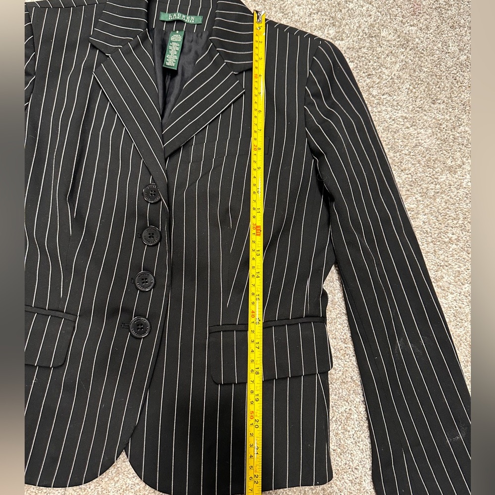 Lauren Ralph Lauren Black Pinstripe Blazer - Picture 8 of 15